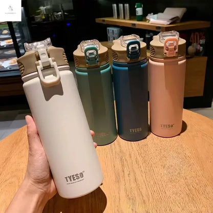 600/750ML Thermos Bottle with Straw Stainless Steel Car Thermal Cup Sports Water Bottles Keeps Cold and Heat Thermal Mug