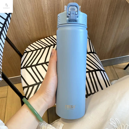 600/750ML Thermos Bottle with Straw Stainless Steel Car Thermal Cup Sports Water Bottles Keeps Cold and Heat Thermal Mug